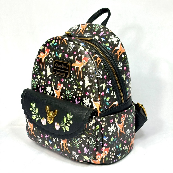 Disney Loungefly Bambi Mini Backpack Forest Friends Print - NEW